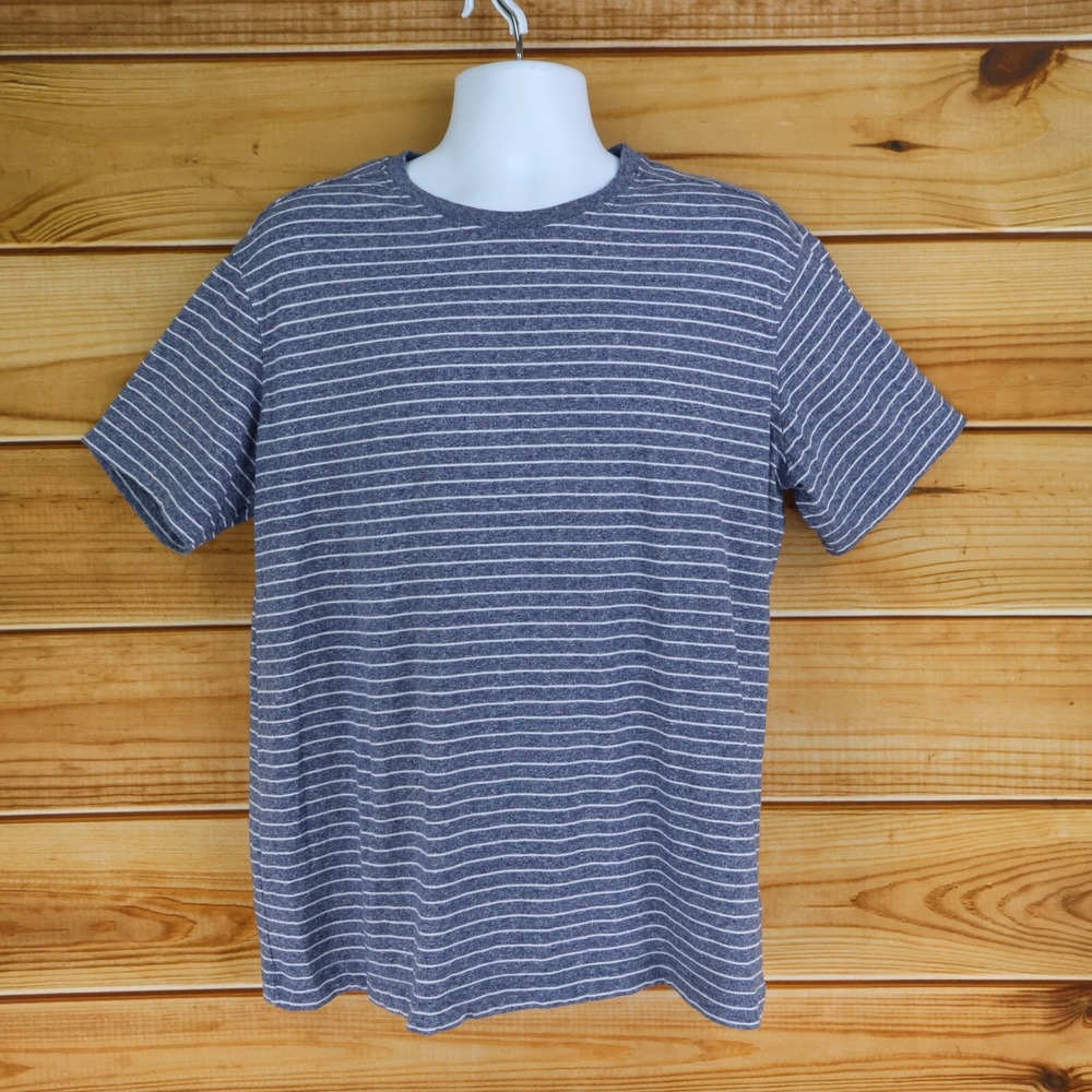 Falls Creek Short Sleeve Tshirt Mens Size XL Gray Striped Cotton Blend